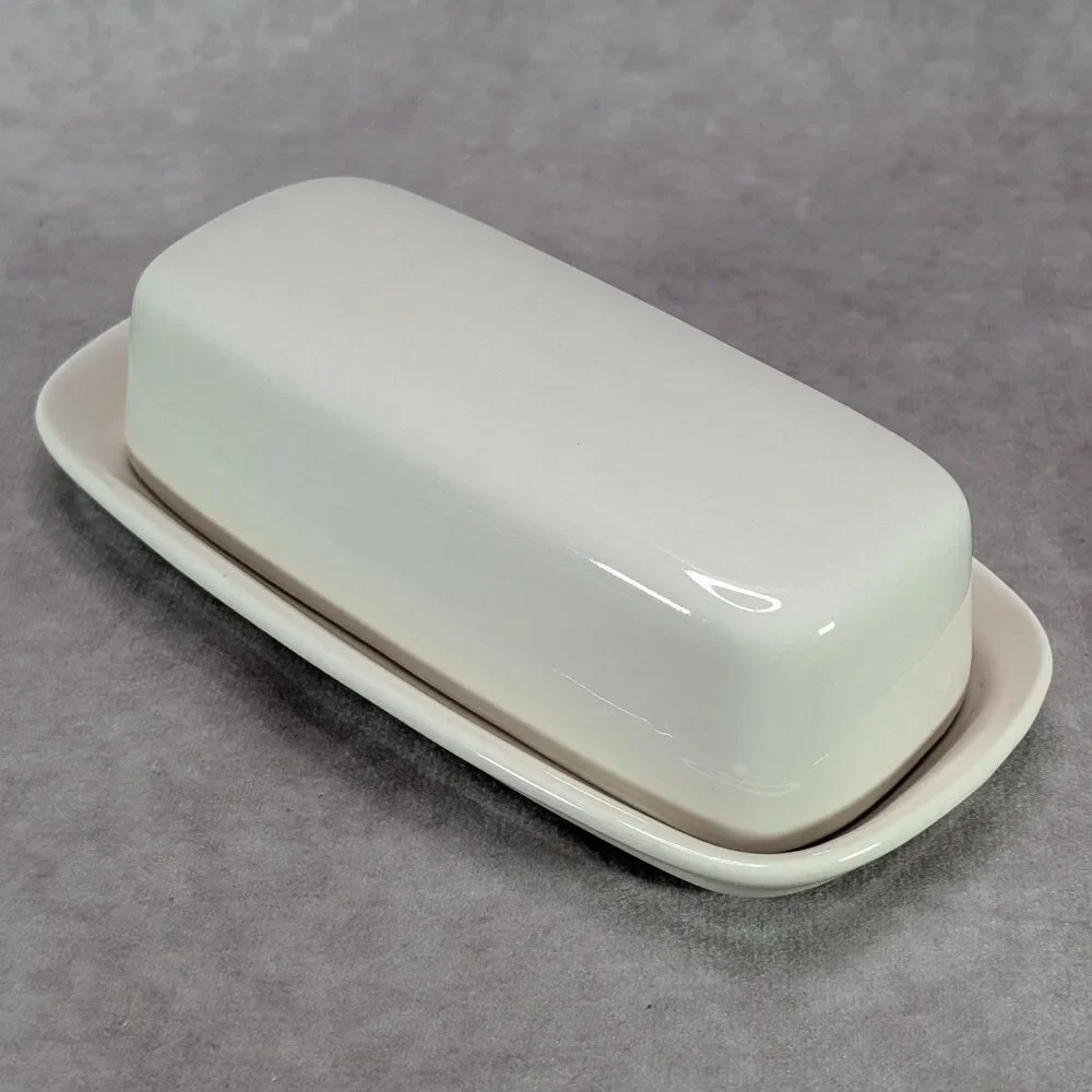 Vintage Corning 81-TY Almond Cream Covered Butter Dish Microwavable USA Made